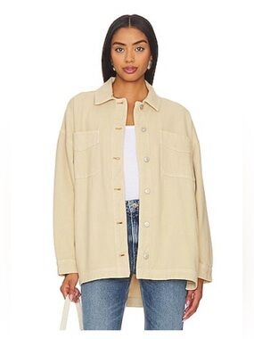 Free People We The Free Oversized Beige Cotton Utility Jacket Size Small